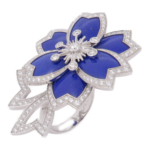 Van Cleef & Arpels Hellebore Ring RP7EO51 18K White Gold Blue