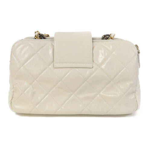 CHANEL Quilted CC 2.55 Chain Shoulder Bag Calfskin Leather White