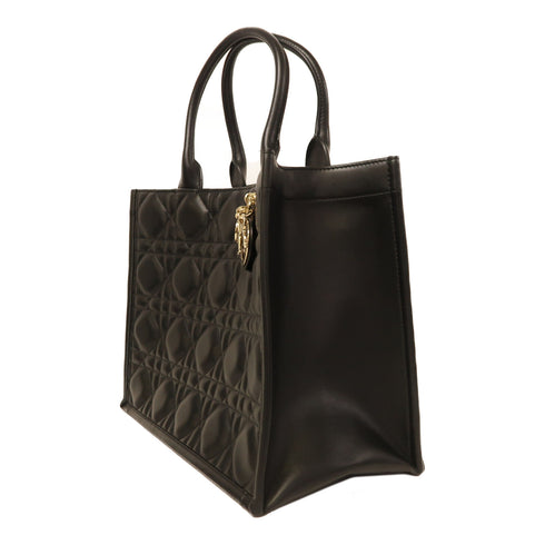 Christian Dior CD GHW Medium Book Tote 2 Way Shoulder Bag Handbag Calfskin Black