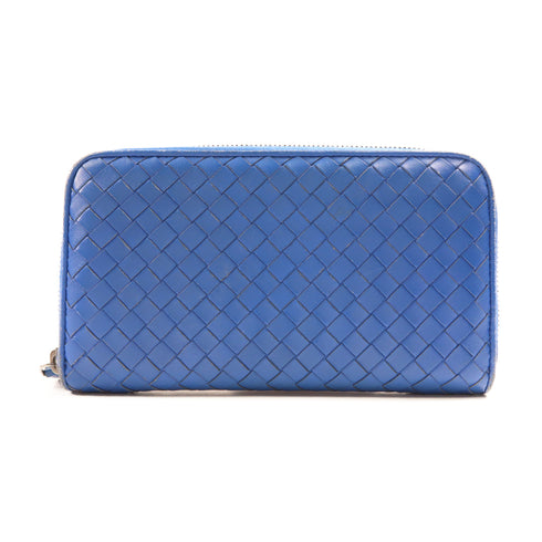 BOTTEGA VENETA BV Long Wallet Intrecciato Leather Blue