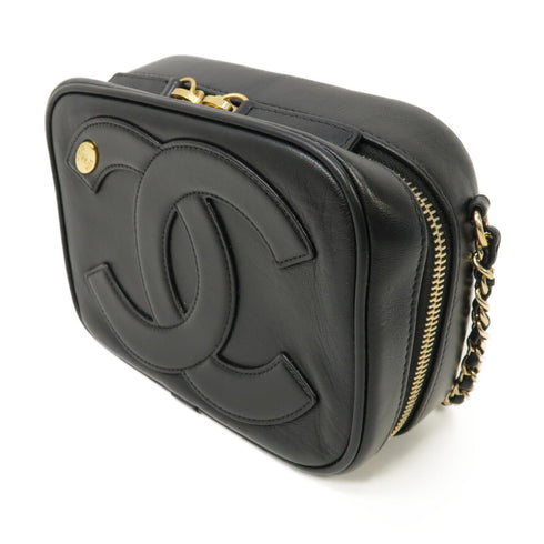 CHANEL CC GHW Coco Mark Mania Camera Case Shoulder Bag Lambskin Leather Black