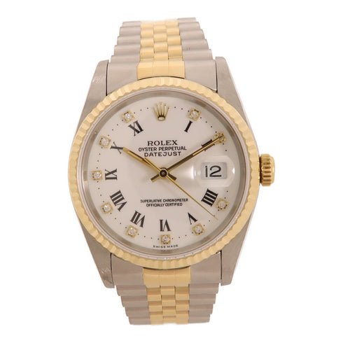 ROLEX Datejust Automatic Watch 16233G 18K Yellow Gold/Stainless Steel White