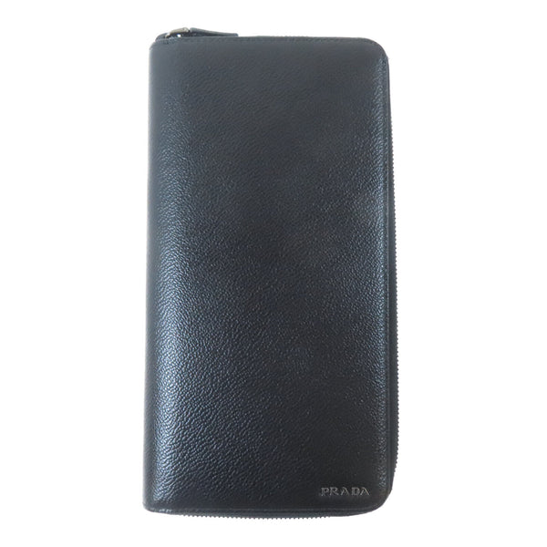 PRADA Long Wallet 2ML220 Calfskin Leather Black
