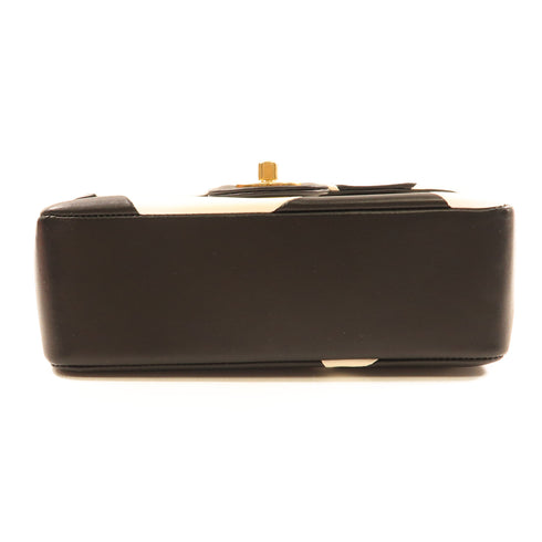 CHANEL CC GHW Chain Shoulder Bag Lambskin Leather Black White