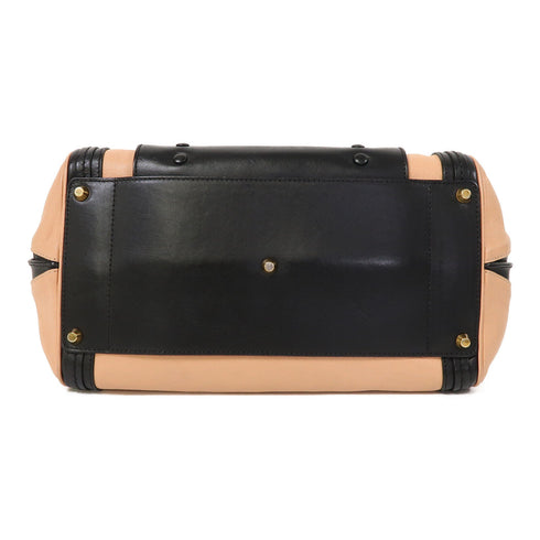 Chloe GHW Alice Handle 2 Way Shoulder Bag Calfskin Leather Black/Pink