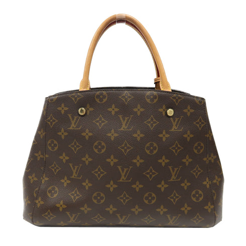 LOUIS VUITTON LV GHW Montaigne MM 2 Way Bag Handbag M41056 Monogram Brown v1