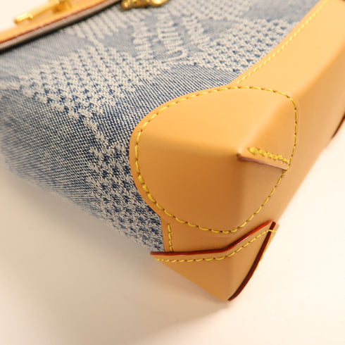 LOUIS VUITTON LV GHW Nano Steamer Shoulder Bag Damier Denim N40751 Blue/Brown