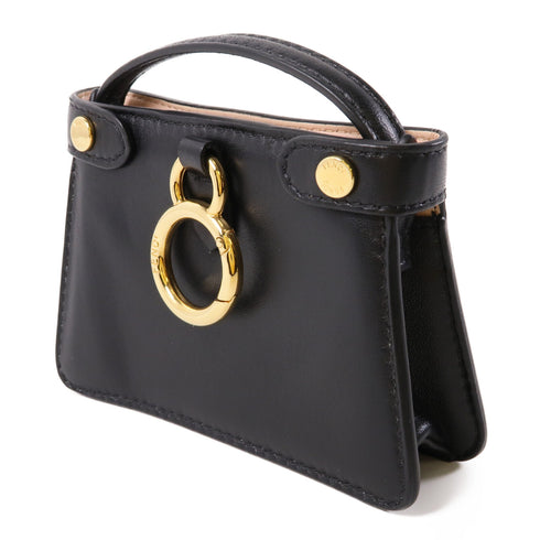 FENDI GHW Peekaboo Bag Charm Leather Black