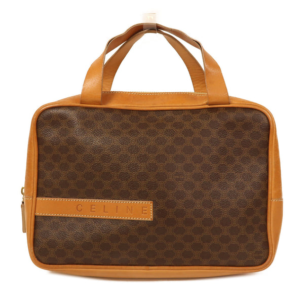 CELINE GHW Vintage Hand Bag PVC Coated Canvas/Calfskin Leather Brown