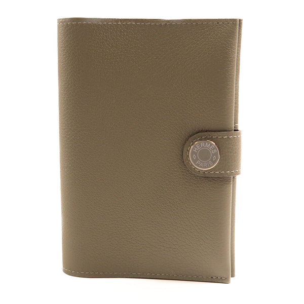 HERMES PHW R.M.S Passport Holder Cover Evercolor Leather Gris Meyer