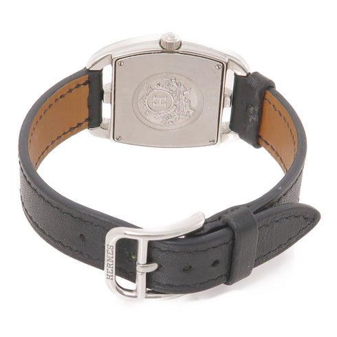 HERMES Cupe Cod Quartz Watch CT1.210.230.VBN Stainless Steel Leather Black