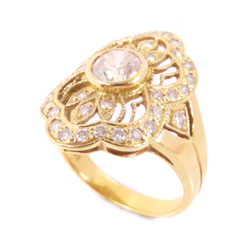 Fine Jewelry Diamond Ring US#6 18K Yellow Gold