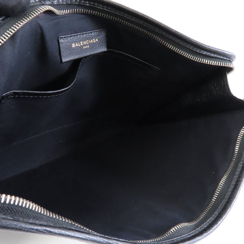 BALENCIAGA SHW Clutch Bag Pouch Calfskin Leather Black