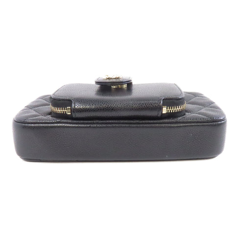 CHANEL Quilted CC GHW Affinity Phone Chain Shoulder Bag Calfskin Leather Black