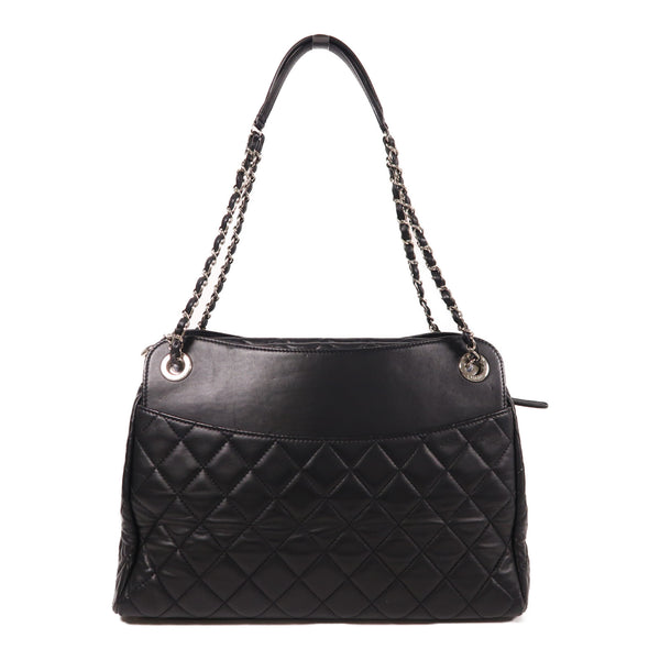 CHANEL CC SHW Chain Shoulder Tote Bag Lambskin Leather Black