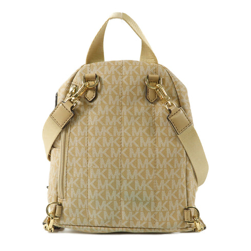 Michael Kors MK GHW Backpack Rucksack PVC Coated Canvas Beige