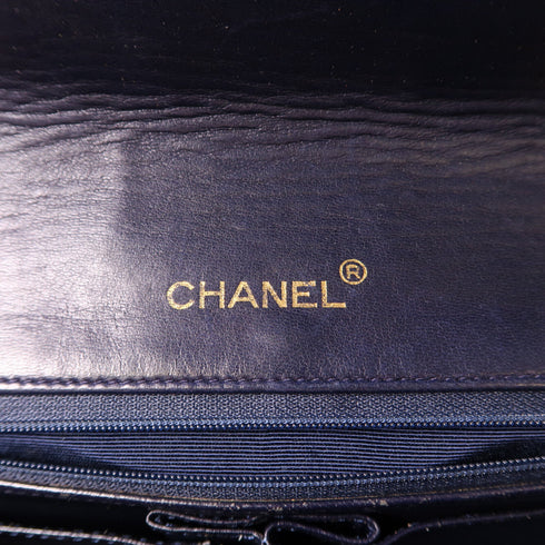 CHANEL CC GHW Handbag Lambskin Leather Navy Blue