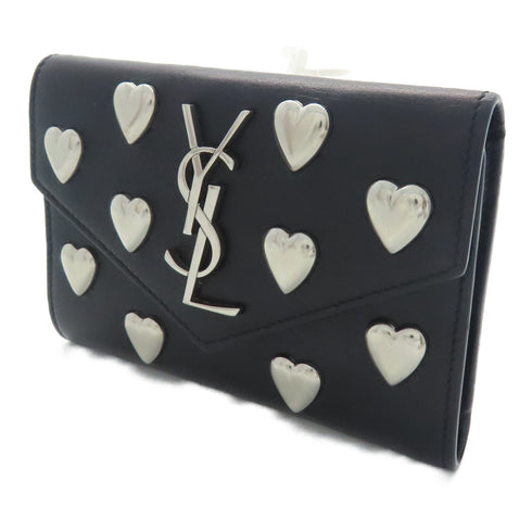 SAINT LAURENT YSL SHW Card Case Calfskin Leather Black v1