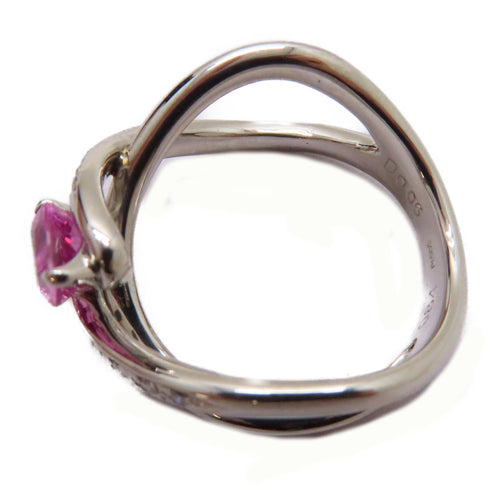 FINE JEWELRY 0.84ct Pink Sapphire 0.06ct Diamond Ring PT900 Platinum US#6.25