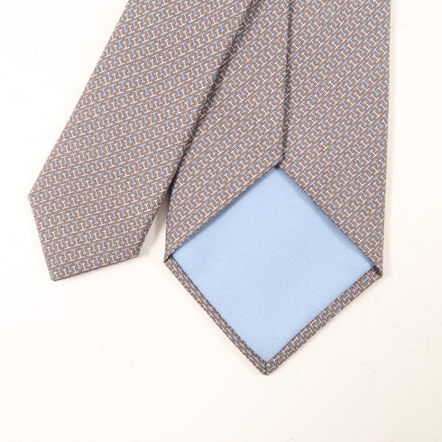 HERMES Tie Ties Silk Gray