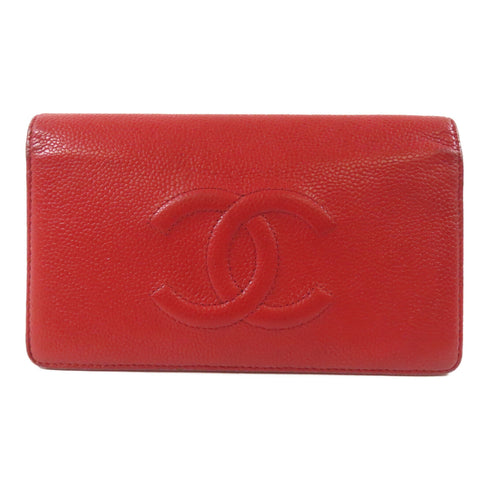 CHANEL CC Long Wallet 15550353 Calfskin Leather Red