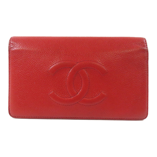 CHANEL CC Long Wallet 15550353 Calfskin Leather Red
