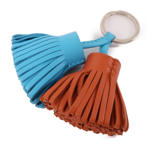 HERMES PHW Duo Carmen Charm Veau Swift Leather Brown Blue