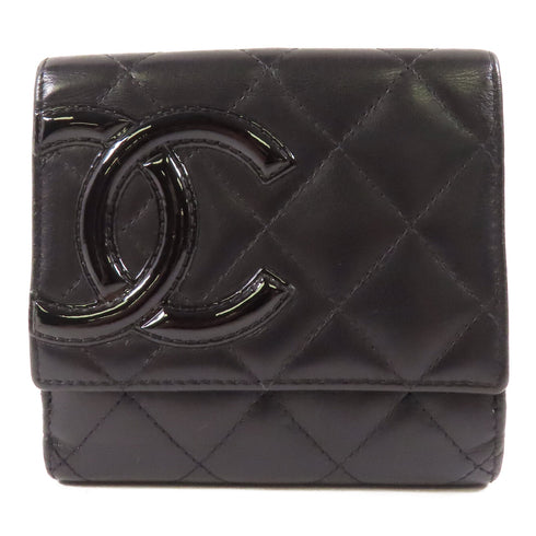 CHANEL CC Cambon Compact Wallet Calfskin Leather Black