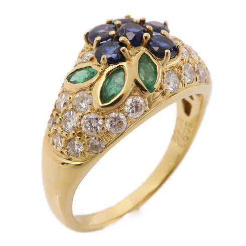 JEWELRY Sapphire Emerald Diamond Ring 18K Yellow Gold