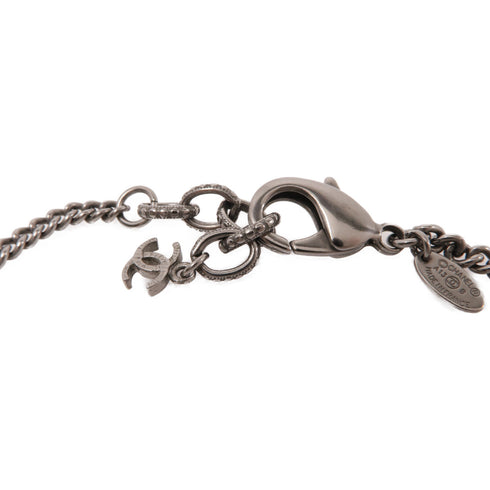 CHANEL CC Necklace Accessories Metal PVC Gray Silver