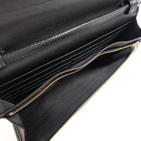 GUCCI GG GHW Shoulder Wallet Bag Crossbody 466507 Guccissima Leather Black