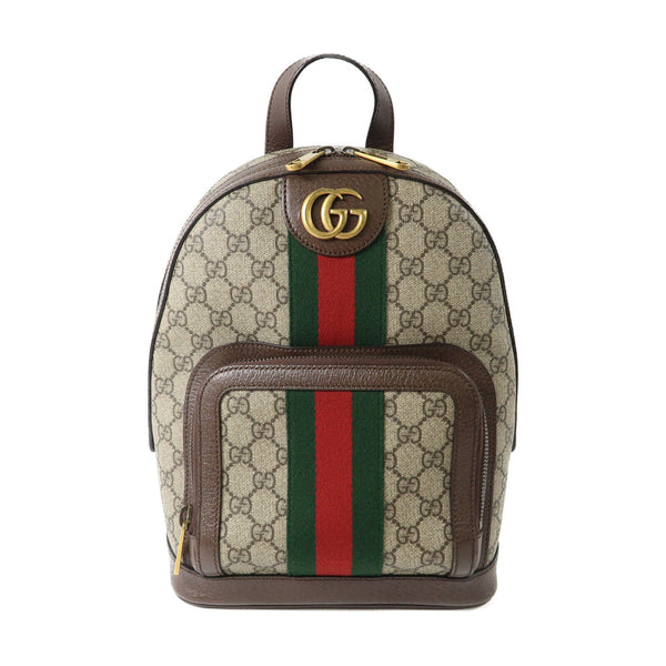 GUCCI Ophidia GG GHW Rucksack 547965 PVC Coated Canvas Brown