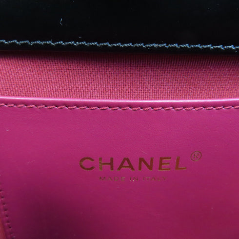 CHANEL Quilted CC GHW Mini Messenger Shoulder Bag AS3396 Patent Leather Black