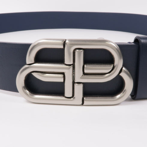 BALENCIAGA SHW Belt 570370.4611 Calfskin Leather Navy
