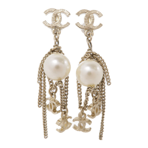 CHANEL CC Earrings Accessories 09A Metal PVC Gold White