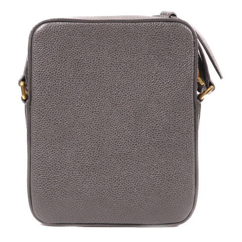 THOM BROWNE GHW Shoulder Bag MAG432A Calfskin Leather Dark Grey