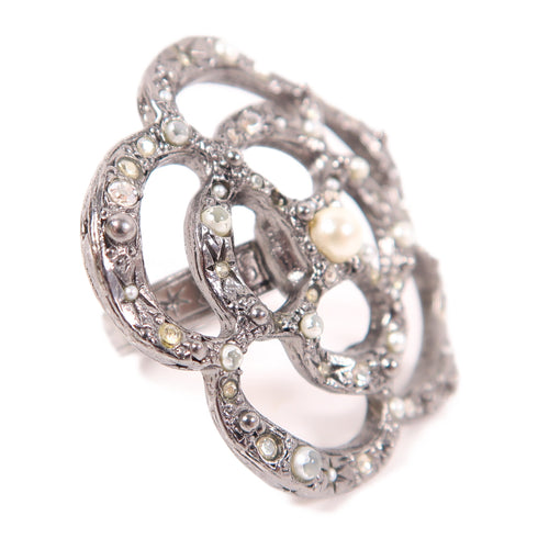 CHANEL CC Ring US#7.75 Metal Silver