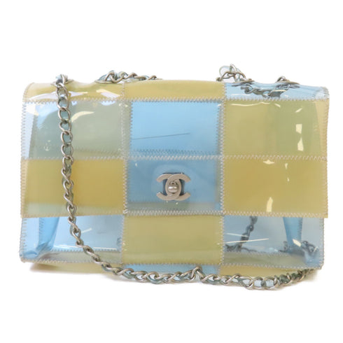 CHANEL CC SHW Chain Shoulder Bag/Crossbody Bag PVC Translucent Blue/Yellow