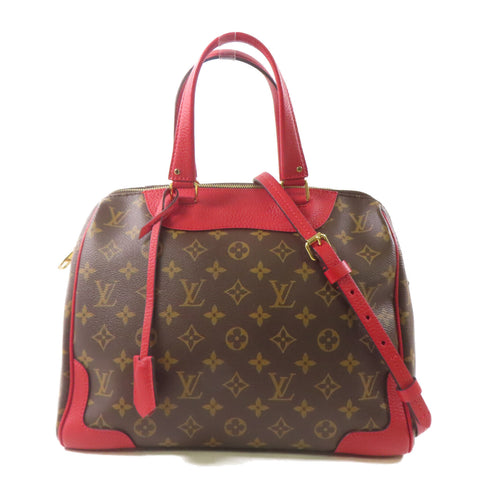 LOUIS VUITTON LV GHW Retiro 2 Way Shoulder Handbag M40546 Monogram Brown Red