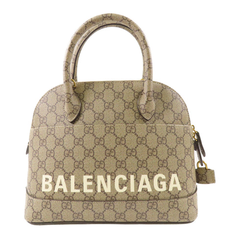 GUCCI GG GHW Gucci x Balenciaga Shoulder Bag 681699 PVC Coated Canvas Brown