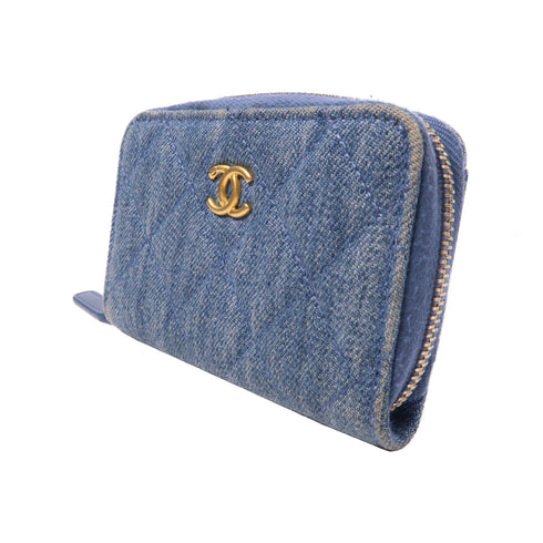 CHANEL Quilted CC GHW Chain Flap Shoulder Bag Denim Blue