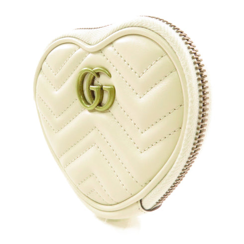 GUCCI GG GHW Key Case 699517 Calfskin Leather White