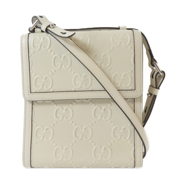 GUCCI GG SHW Shoulder Bag Calfskin Leather White