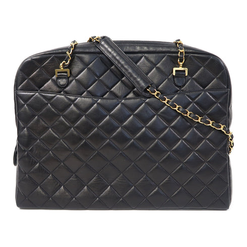CHANEL Quilted CC GHW Chain Shoulder Bag Calfskin Leather Black v1
