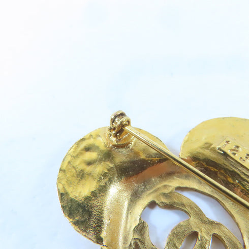 CHANEL CC Brooch Pin Metal Gold