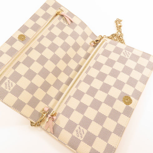 LOUIS VUITTON LV GHW Pochette Weekend Chian Shoulder Bag N60108 Damier Azur