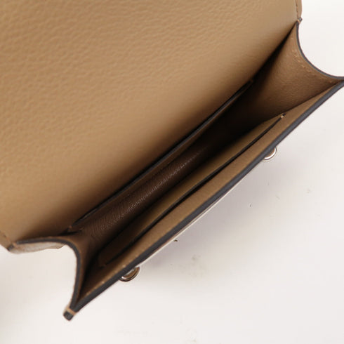 HERMES PHW Roulis Slim Wallet Evercolor Leather Biscuit Brown Yellow Lime