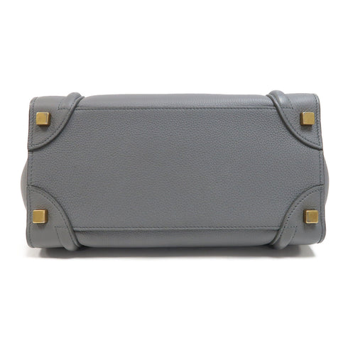 CELINE GHW Micro Luggage Handbag Calfskin Leather Grey