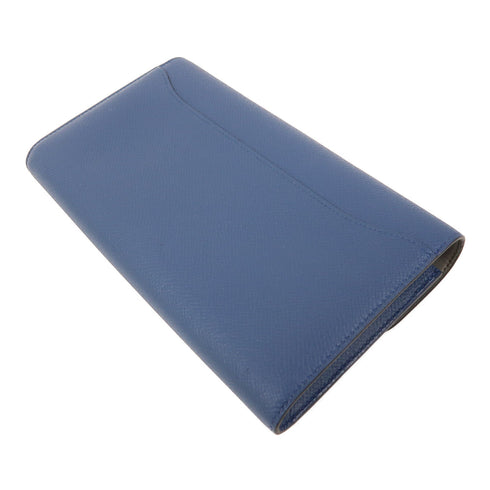 HERMES PHW Constance Long Wallet Epsom Leather Bleu Agate