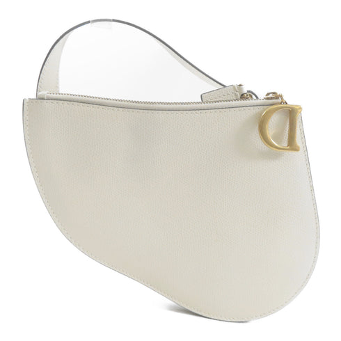 Christian Dior CD Saddle Trio Crossbody Pouch Shoulder Bag 05-RU-0149 Calf White